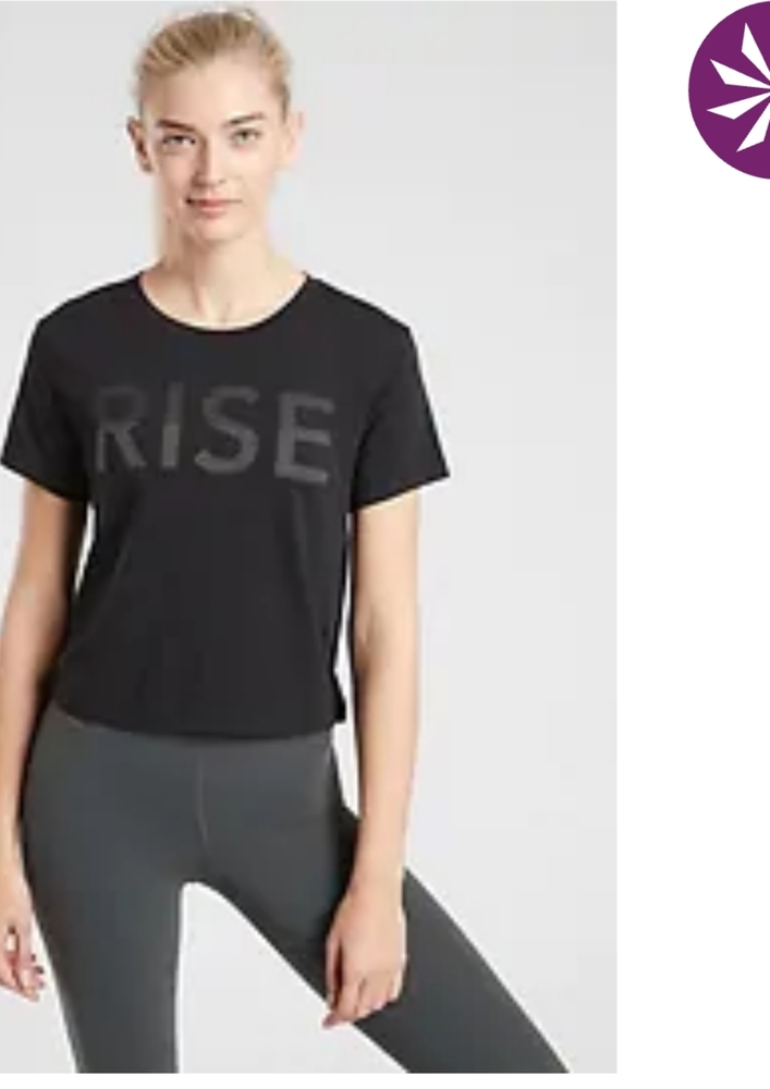 Athleta Rise Crop Tee,  Black, sz S, NWT